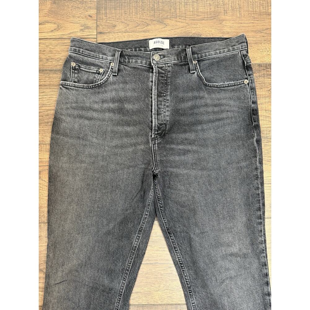 AGOLDE Jeans 32 Freya Black Hoax High Rise Slim Straight Organic Denim Made USA - Picture 3 of 9
